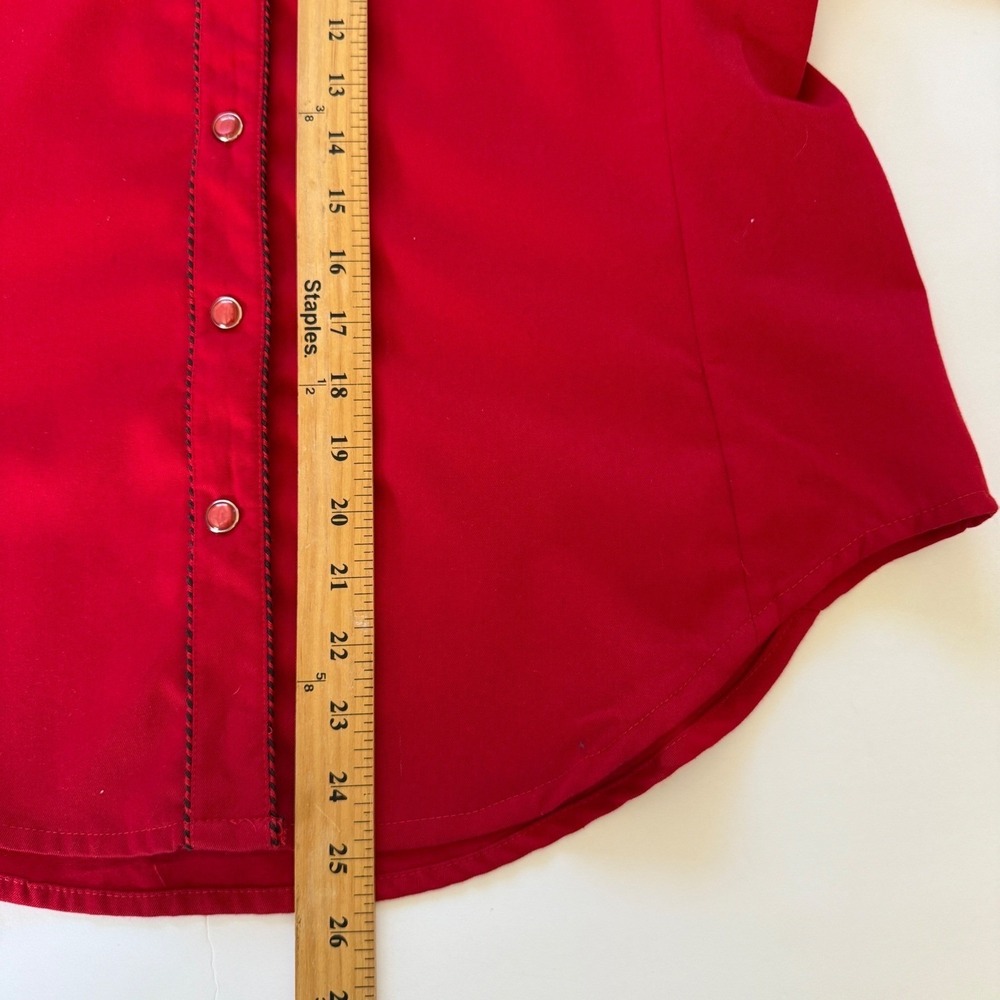 Scully Womens Red Western Snap Embroidered Horseshoe Rose Shirt  Size XL Cowgirl - Picture 8 of 10